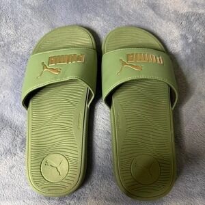 Puma green slides, women Size US 6